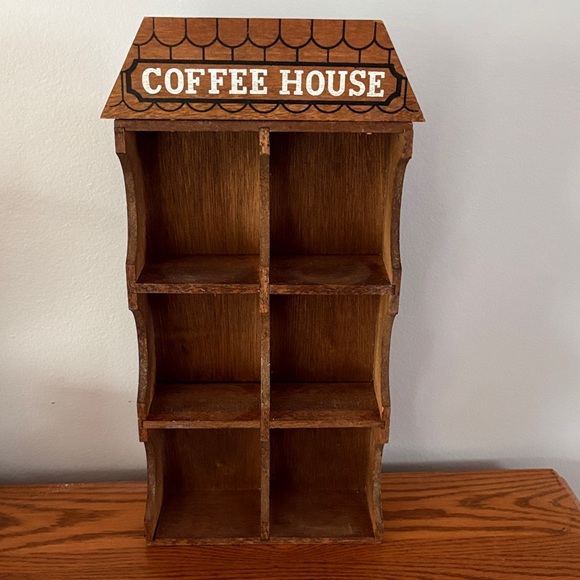 Vtg Wooden Coffee House mug Shelf - Picture 1 of 11